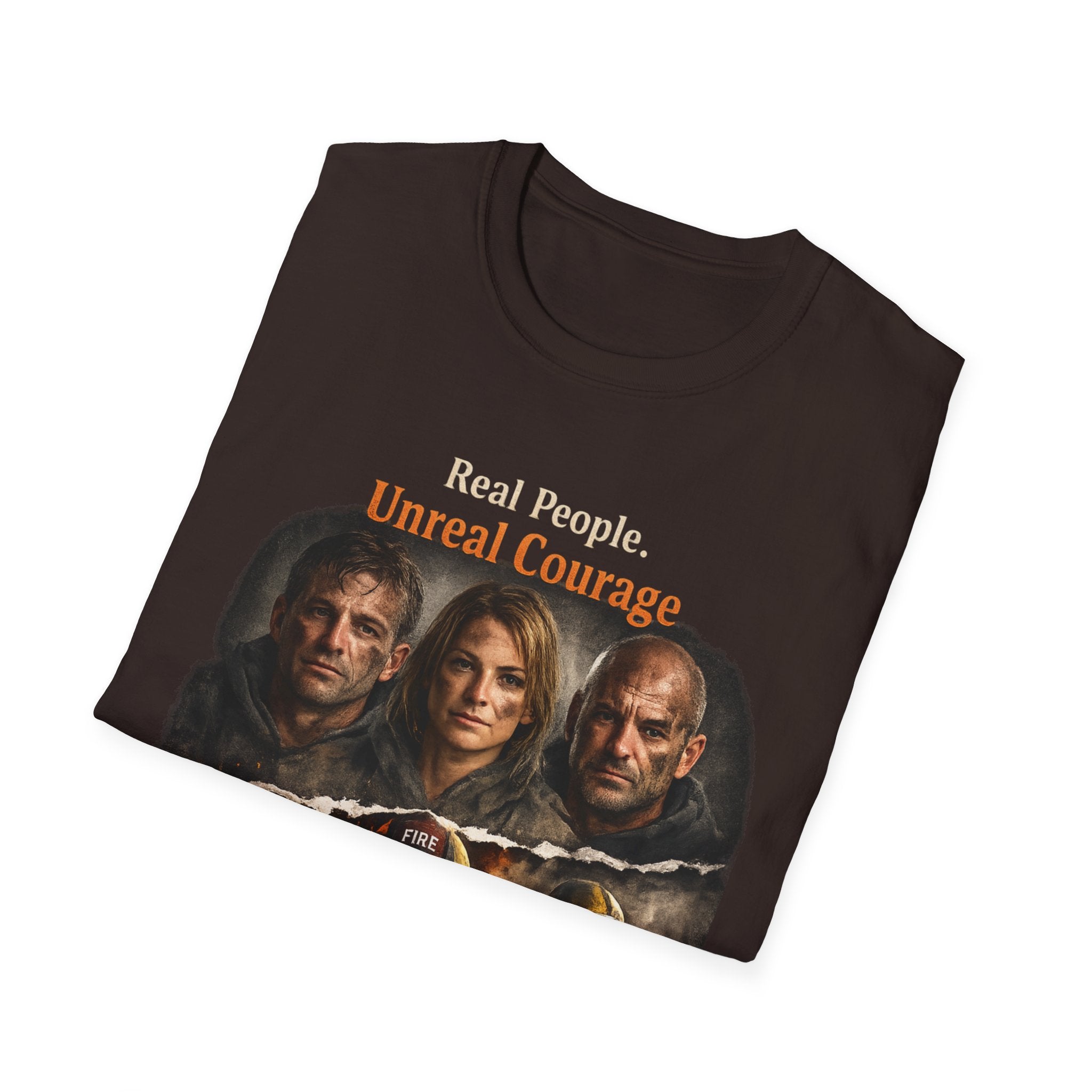 Firefighter Tribute T-Shirt — “Real People. Unreal Courage.” Memorial Tee