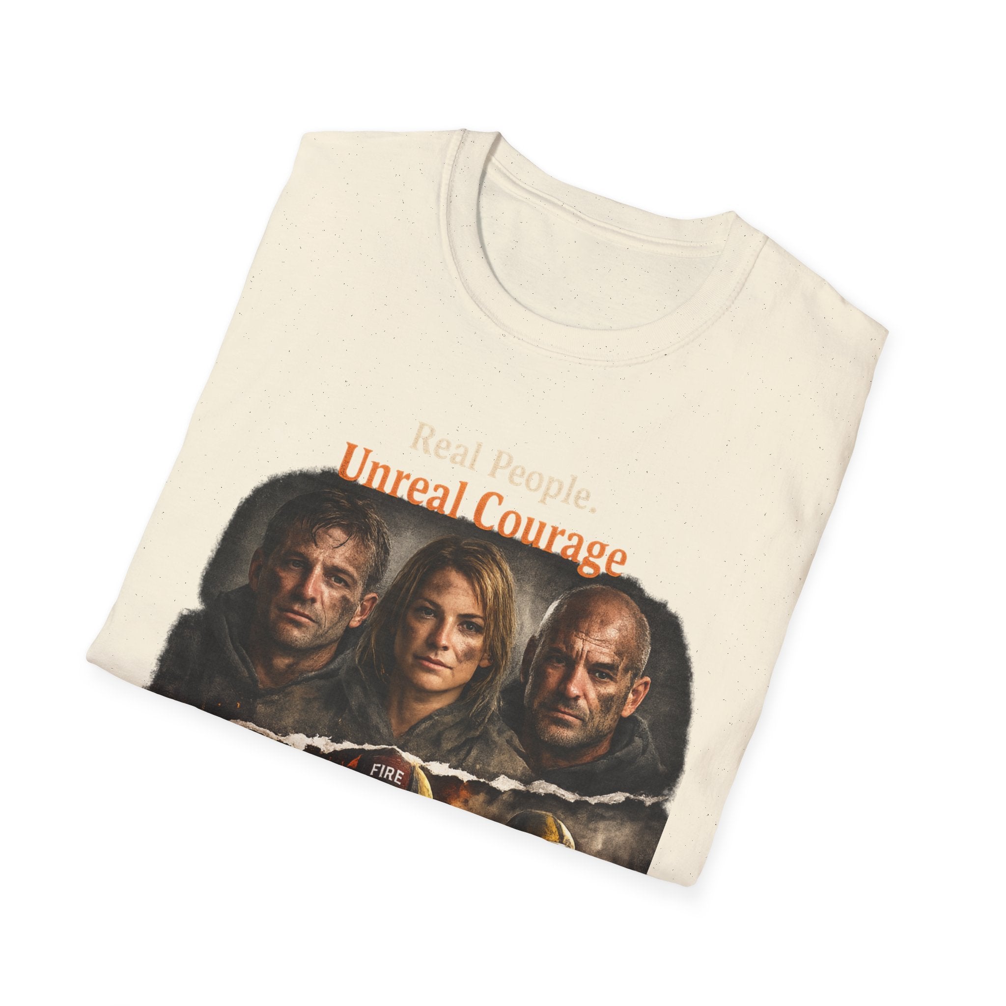 Firefighter Tribute T-Shirt — “Real People. Unreal Courage.” Memorial Tee