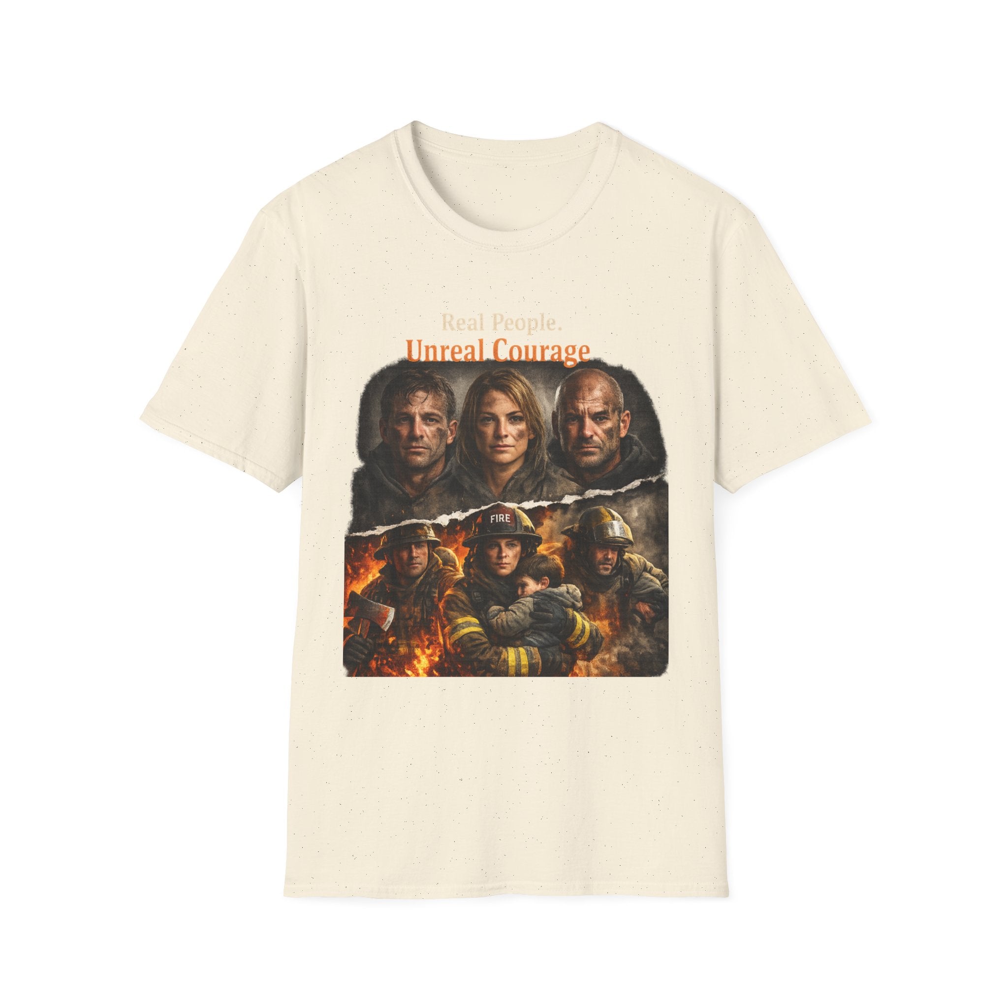 Firefighter Tribute T-Shirt — “Real People. Unreal Courage.” Memorial Tee