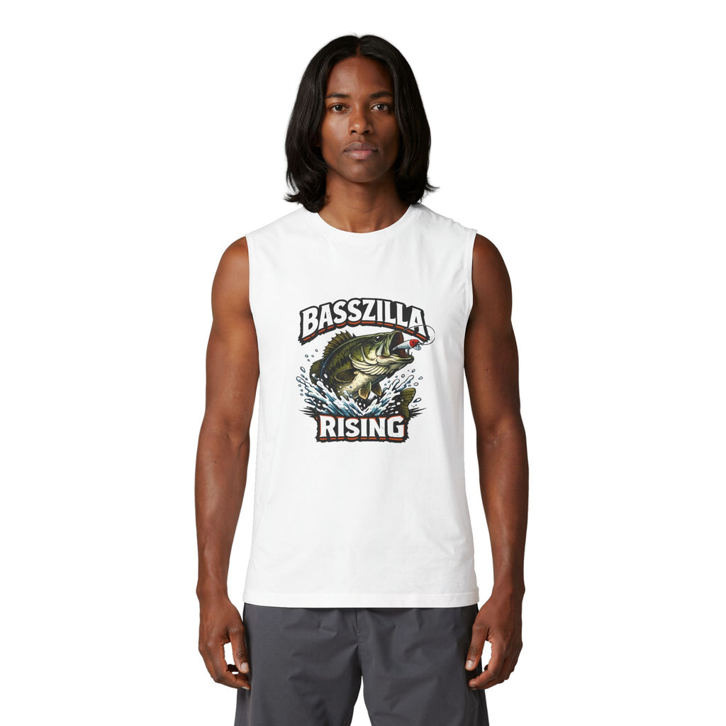 Basszilla Rising Muscle Tank – Bass Fishing Graphic Tank Top
