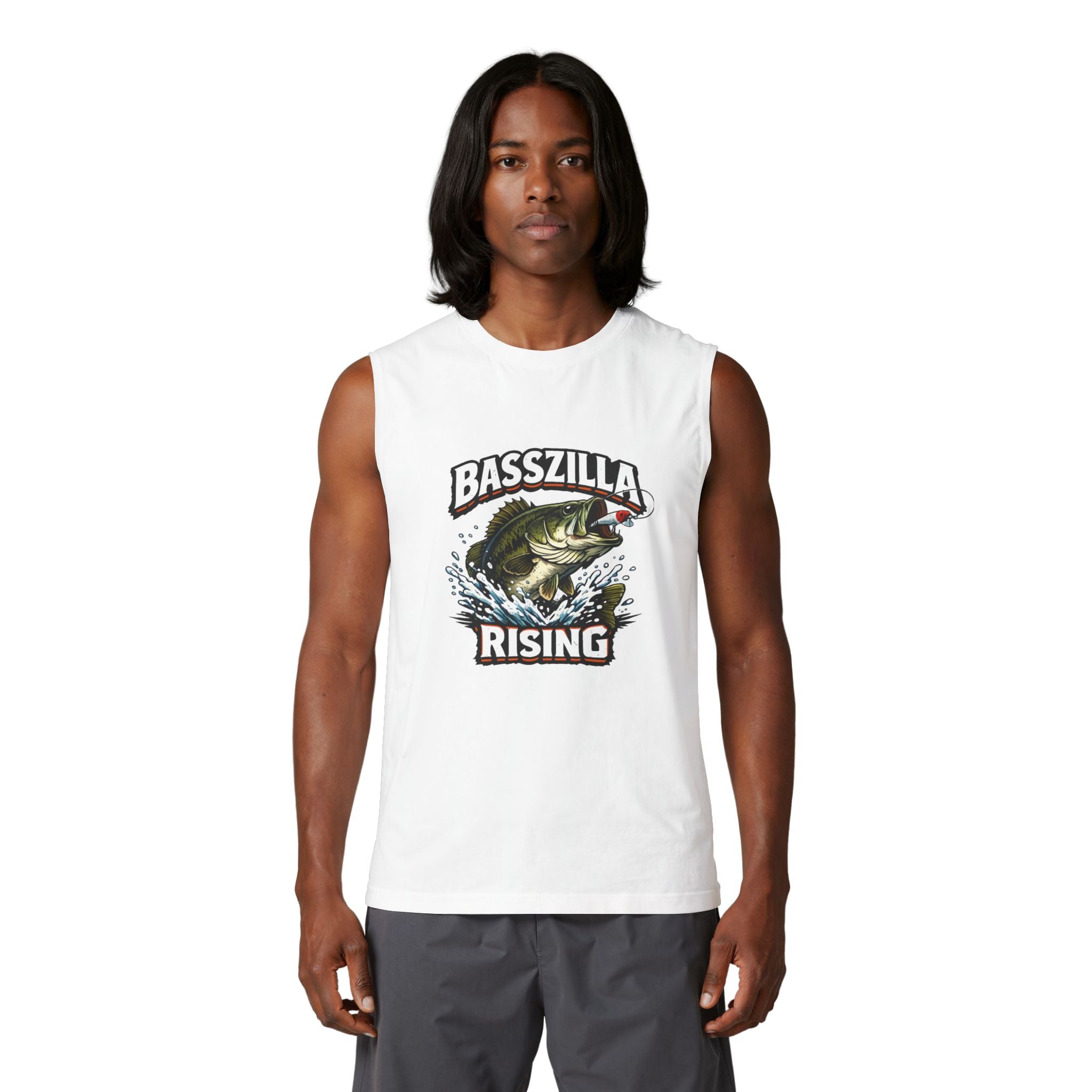 Basszilla Rising Muscle Tank – Bass Fishing Graphic Tank Top