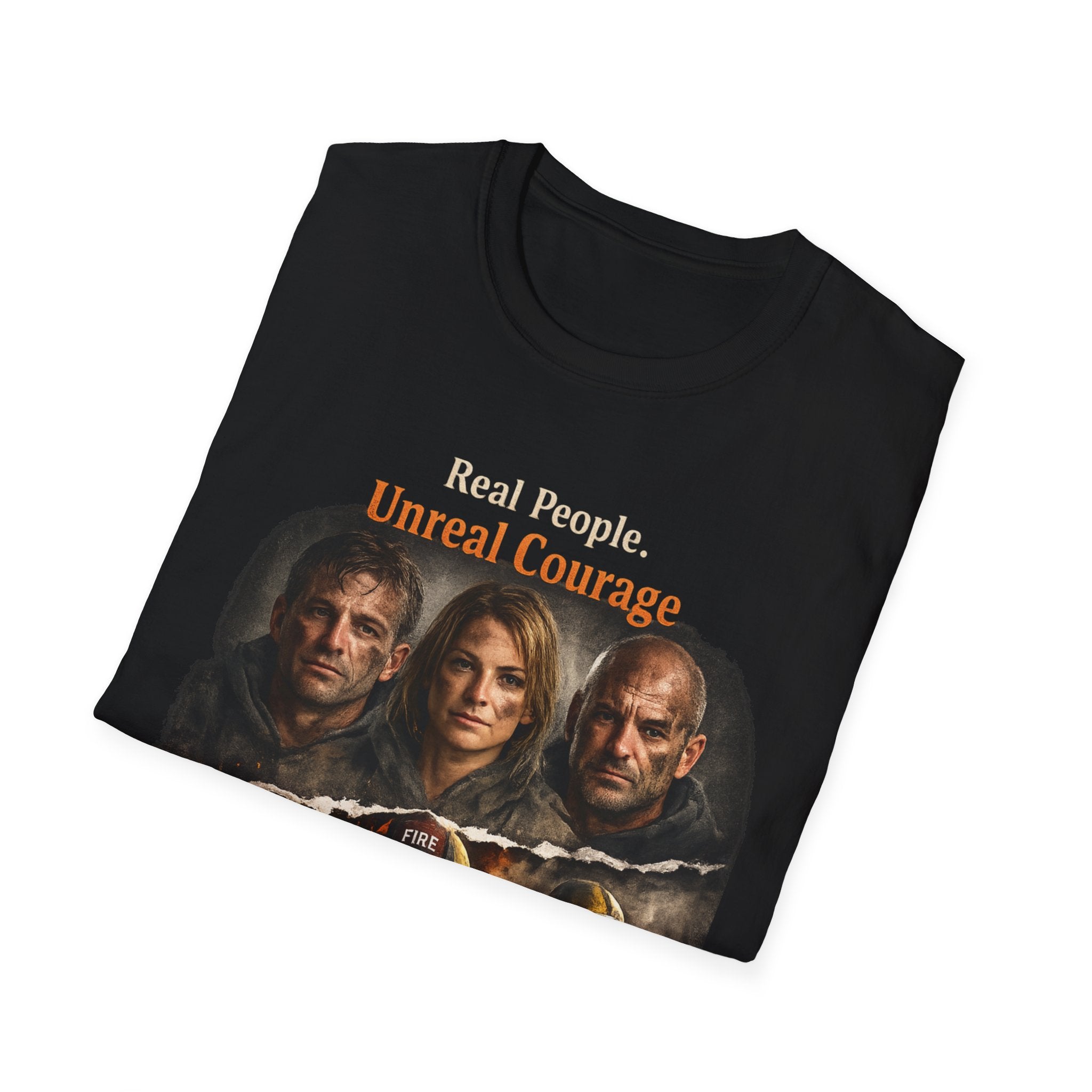 Firefighter Tribute T-Shirt — “Real People. Unreal Courage.” Memorial Tee