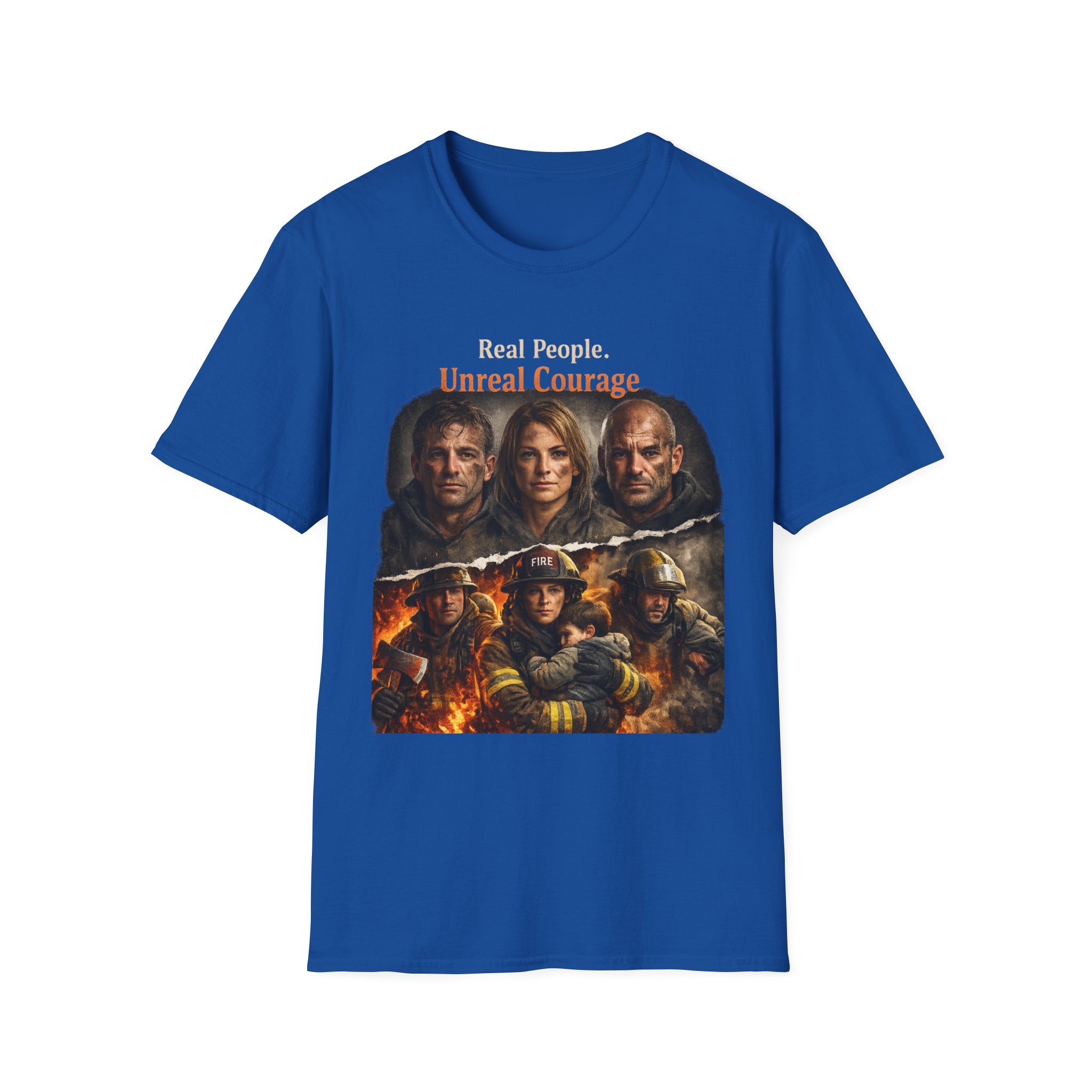 Firefighter Tribute T-Shirt — “Real People. Unreal Courage.” Memorial Tee