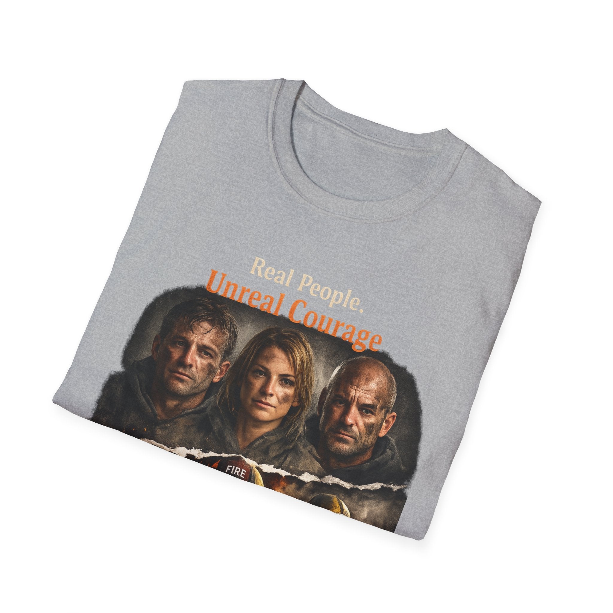 Firefighter Tribute T-Shirt — “Real People. Unreal Courage.” Memorial Tee
