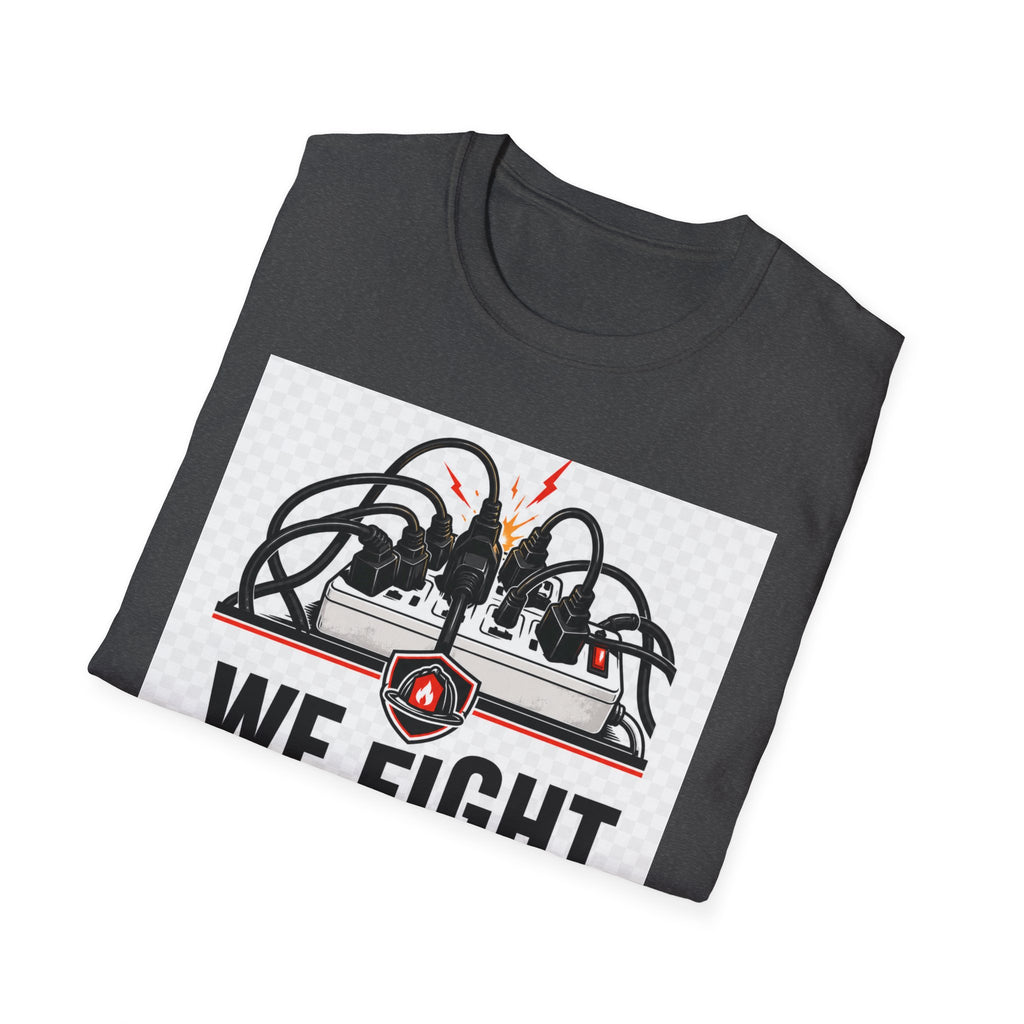 We Fight What You Plugged In Wrong T-Shirt — Electrician Fire Alarm Tech Tee