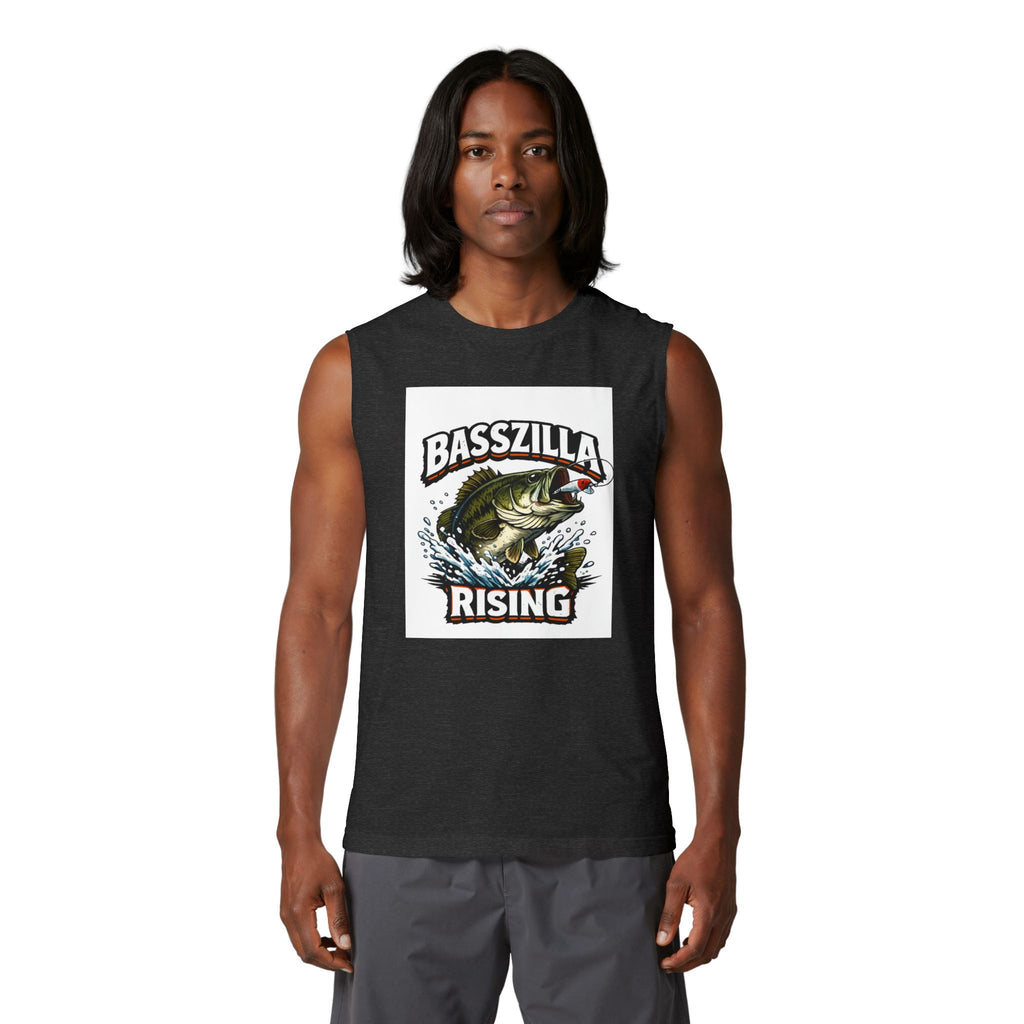 Basszilla Rising Muscle Tank – Bass Fishing Graphic Tank Top