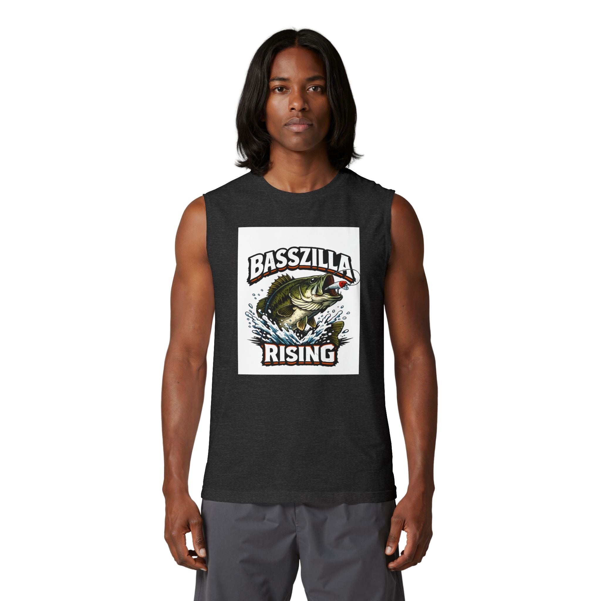 Basszilla Rising Muscle Tank – Bass Fishing Graphic Tank Top