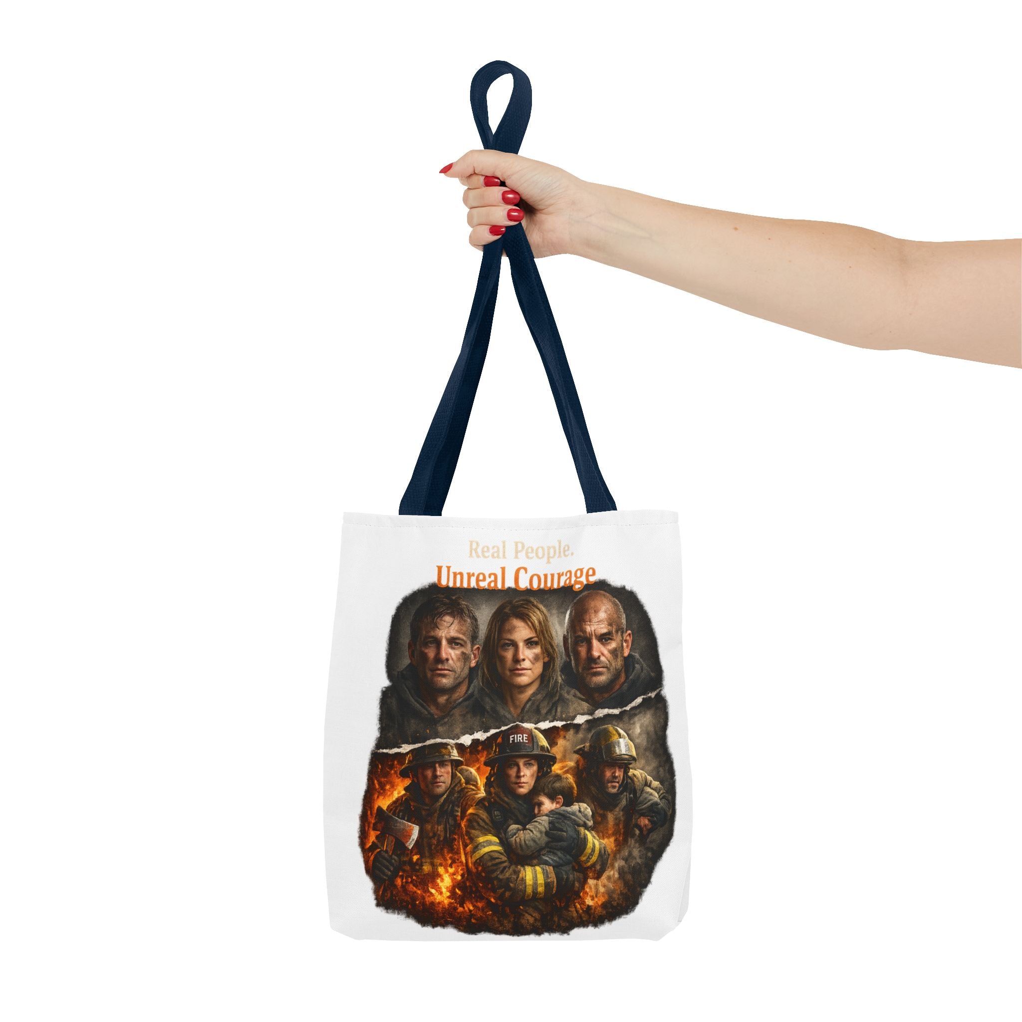Real People, Unreal Courage Tote Bag – Firefighter Tribute Graphic Tote