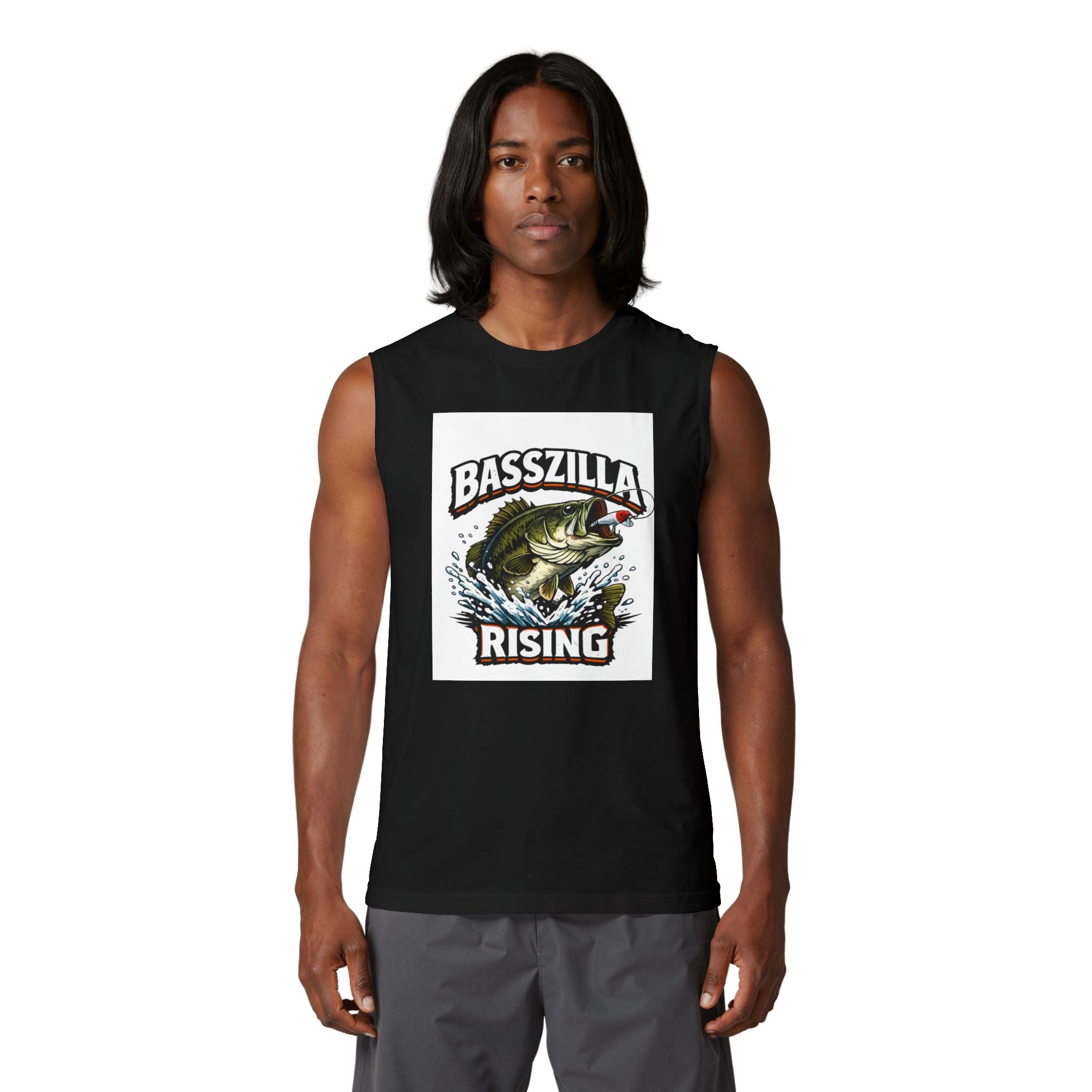 Basszilla Rising Muscle Tank – Bass Fishing Graphic Tank Top