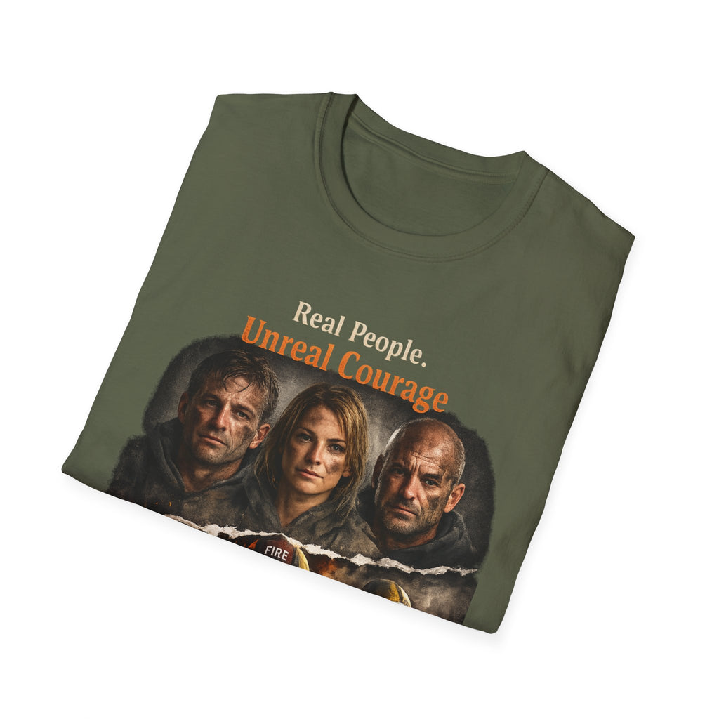 Firefighter Tribute T-Shirt — “Real People. Unreal Courage.” Memorial Tee