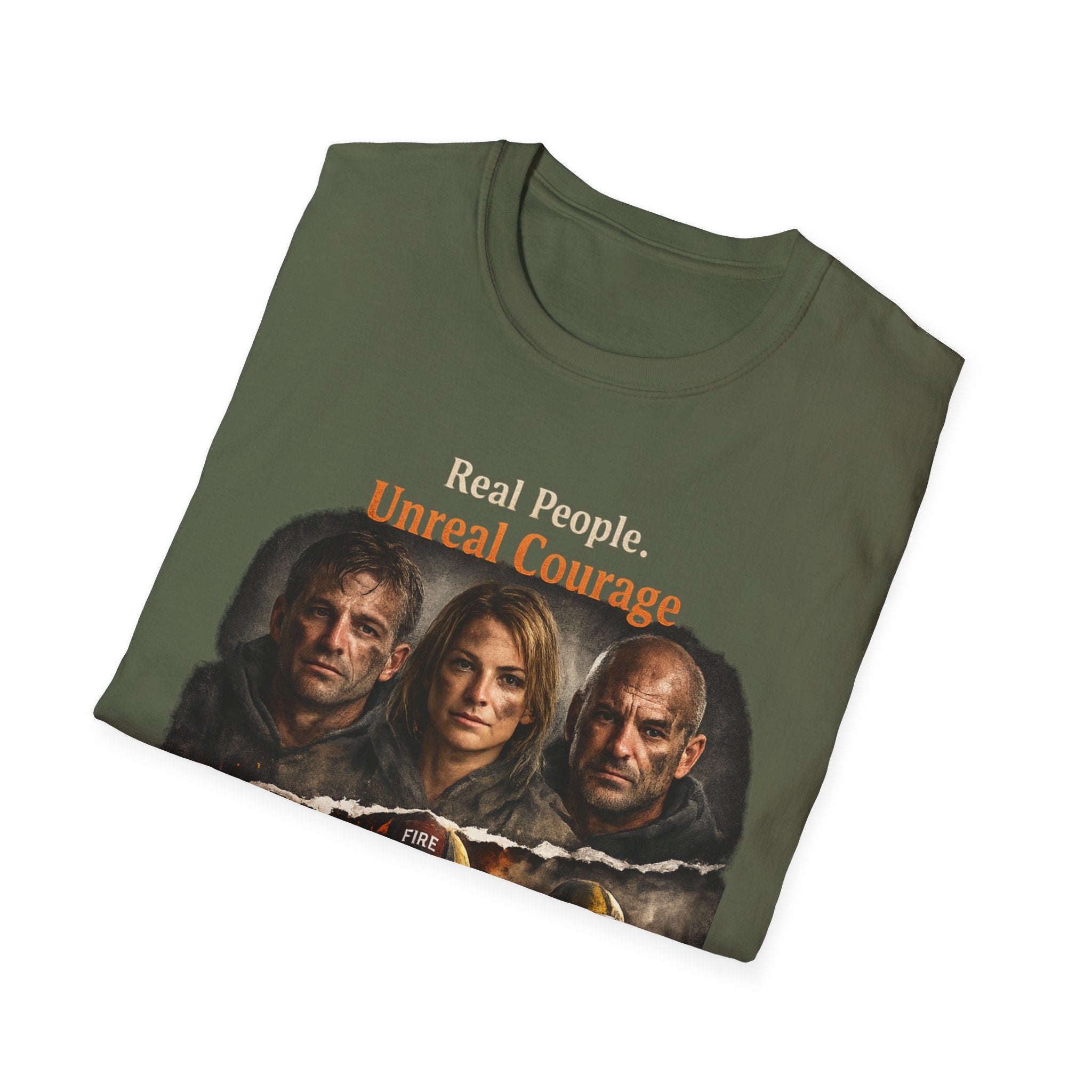 Firefighter Tribute T-Shirt — “Real People. Unreal Courage.” Memorial Tee