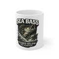 Sea Bass Ceramic Mug – “Sea Bass Feared Below the Surface” Fishing Coffee Cup (11oz/15oz)