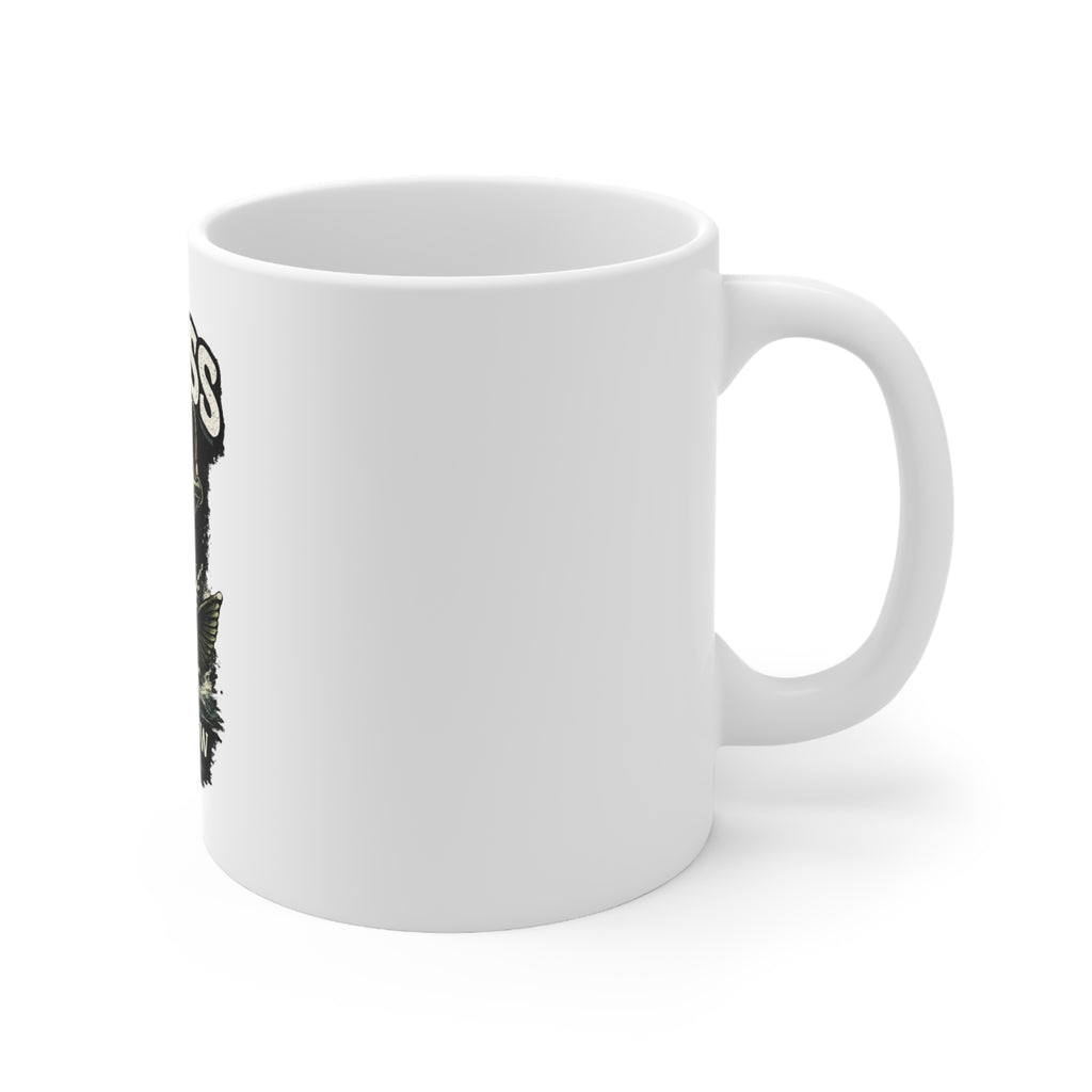Sea Bass Ceramic Mug – “Sea Bass Feared Below the Surface” Fishing Coffee Cup (11oz/15oz)